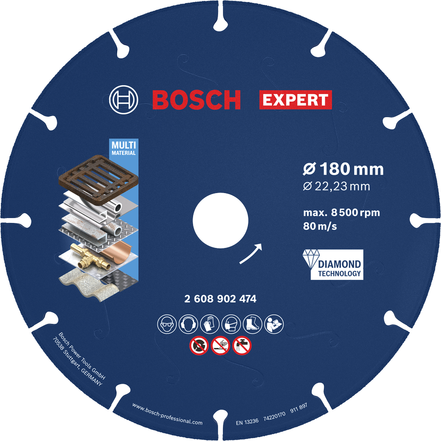 Diamantový řezný kotouč Bosch EXPERT na kov 180 mm.